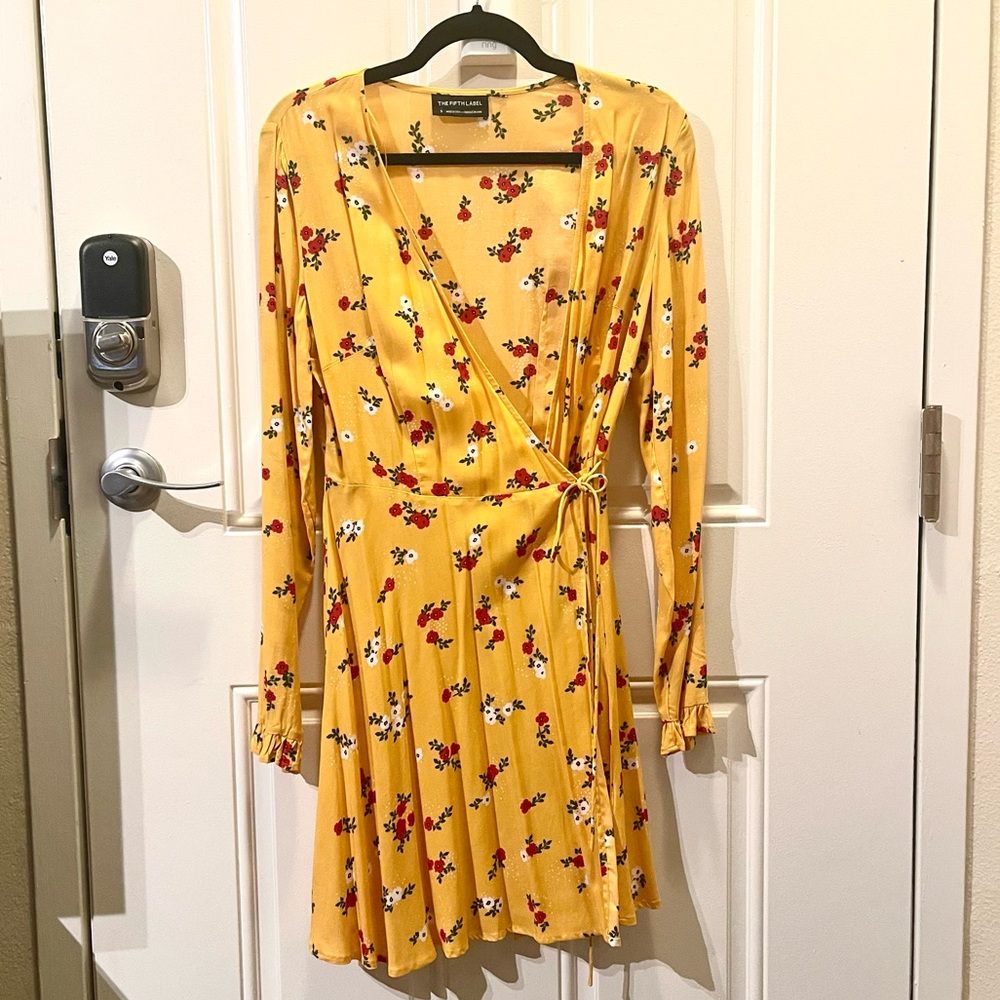 The Fifth Label Yellow Floral Wrap Dress